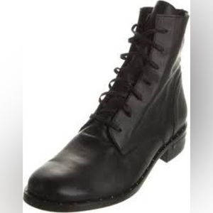 Freda Salvador Black  Studded Lace Up Leather Boot